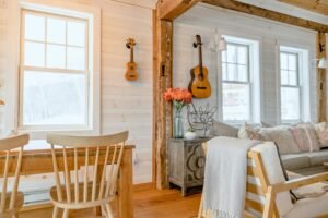 Shiplap farmhouse living room wall design