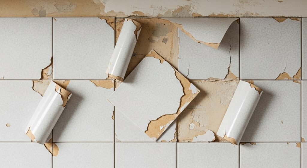 Failed peel and stick tile backsplash installation