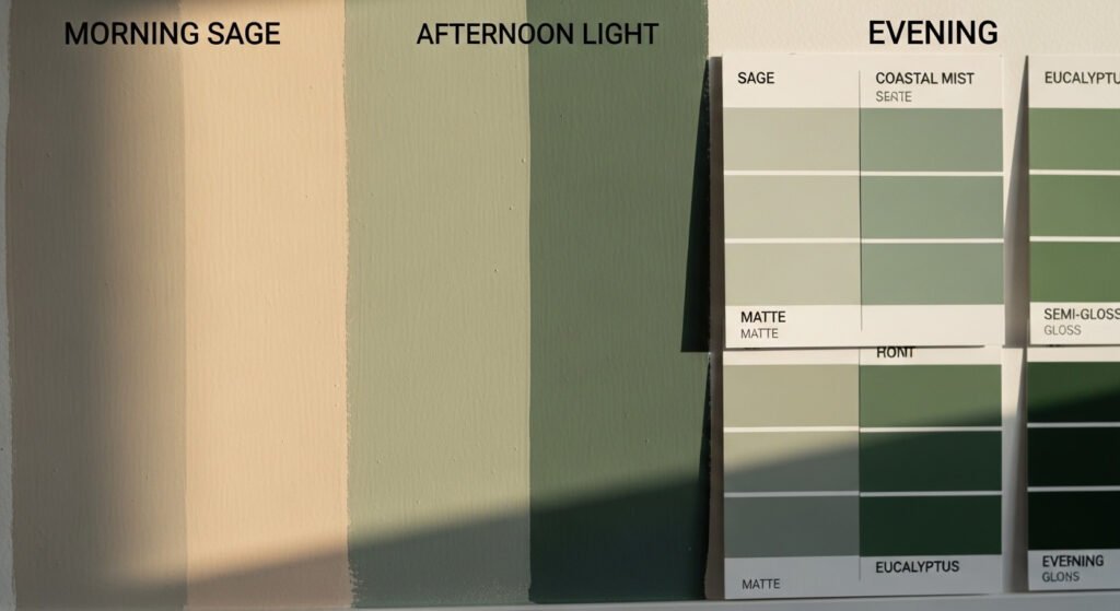 Sage green paint color samples for kitchen walls